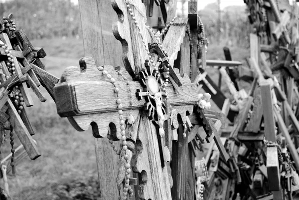 묘지에서 십자가 많은 — 스톡 사진