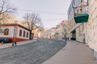 Kyiv, Ukrayna. Şehir manzarası. Eski binalar
