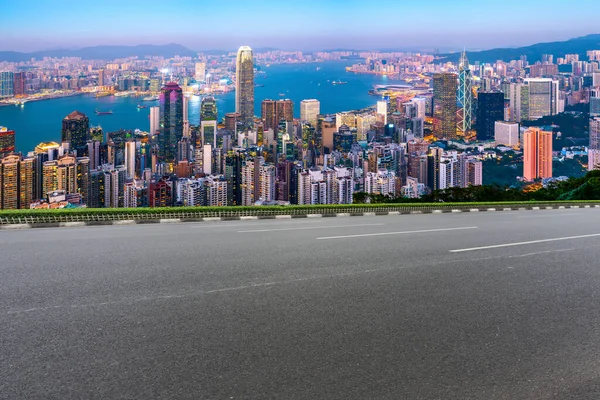 Panoramic View City Empty Road — Stock Photo, Image