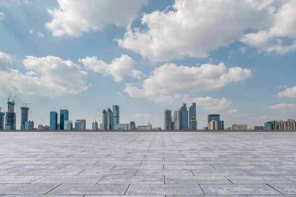 Empty Marble Floors City Views Blue Sky — Stock Photo, Image