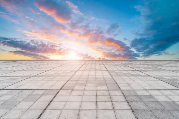 Empty Marble Floors City Views Blue Sky — Stock Photo, Image