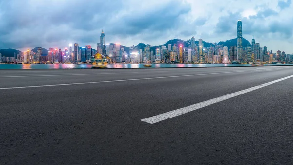 Panoramic View City Empty Road — Stock Photo, Image