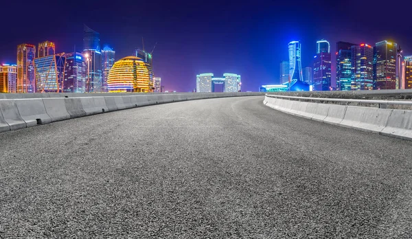 Urban Road Asphalt Pavement Skyline Hangzhou Architectura — Stock Photo, Image