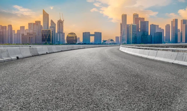 Urban Road Asphalt Pavement Skyline Hangzhou Architectura — Stock Photo, Image