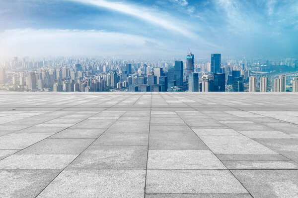 The skyline of Chongqing's urban skyline with an empty square fl