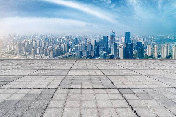The skyline of Chongqing's urban skyline with an empty square fl