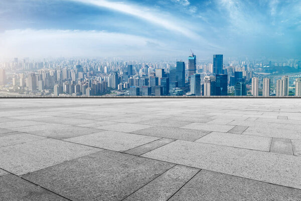 The skyline of Chongqing's urban skyline with an empty square fl