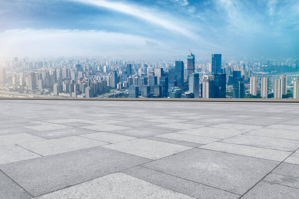 The skyline of Chongqing's urban skyline with an empty square fl