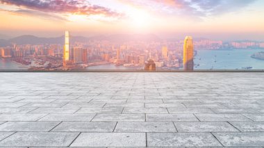 Panoramik Skyline ve Plaza Brick Open Buildin