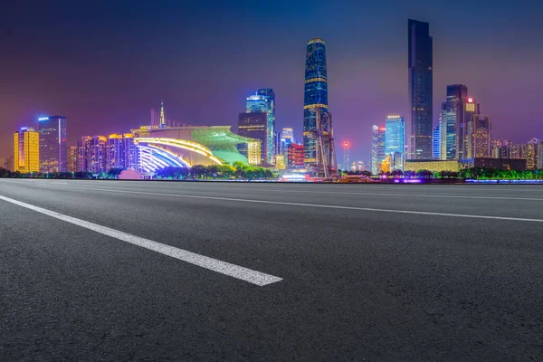 Pavimentazione Stradale Edifici Cittadini Guangzhou Skyline — Foto Stock