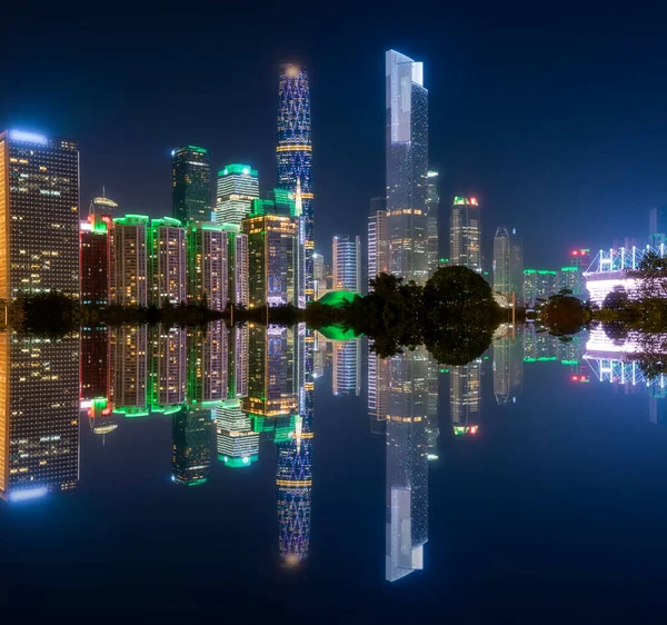 Bela Paisagem Arquitetônica Urbana Guangzhou Noite — Fotografia de Stock