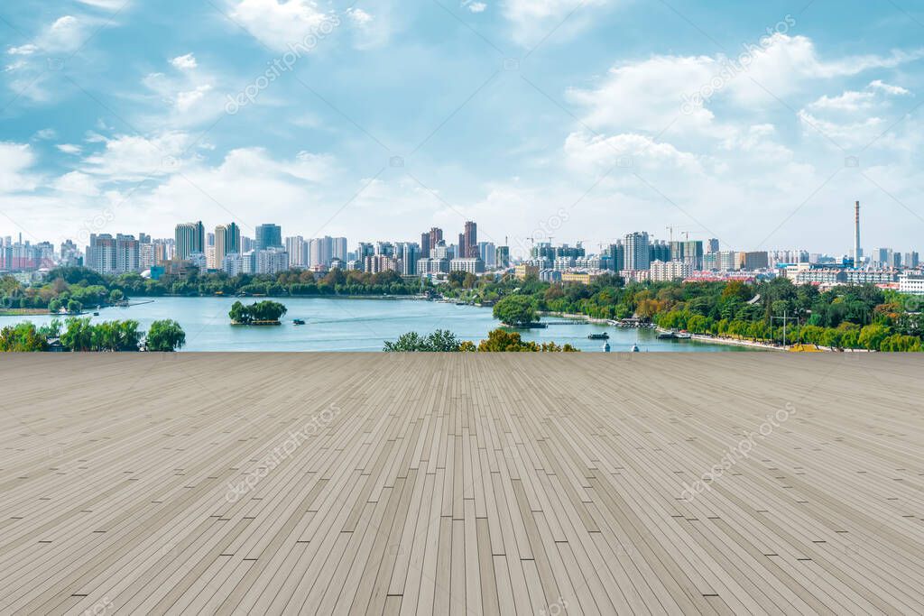 Road Ground and Urban Skyline Architectural Landscap