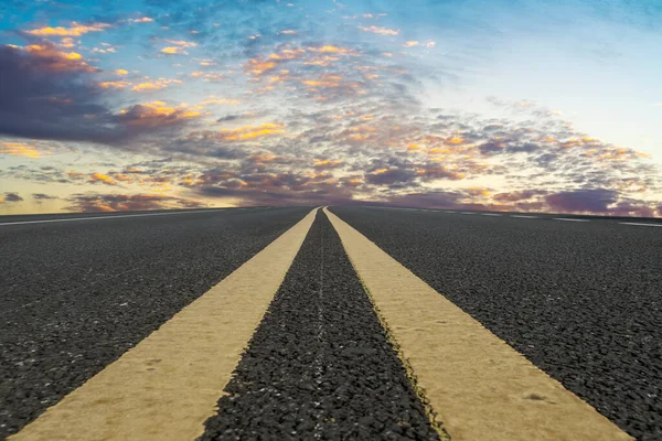 Sky Highway Asphalt Road Beautiful Sky Sunset Scenery — Stock Photo, Image