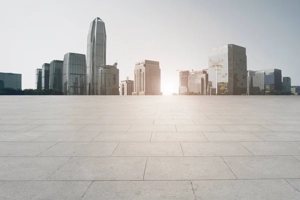 Urban Skyscrapers Empty Square Floor Tiles — Stock Photo, Image