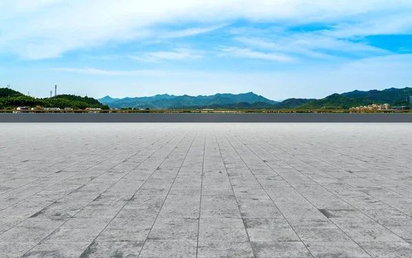 Ladrillos Piso Plaza Vacía Hermoso Paisaje Natural —  Fotos de Stock