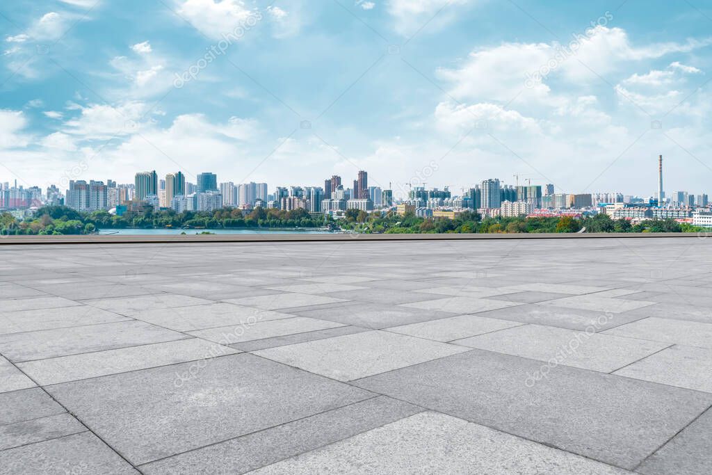 Road Ground and Urban Skyline Architectural Landscap