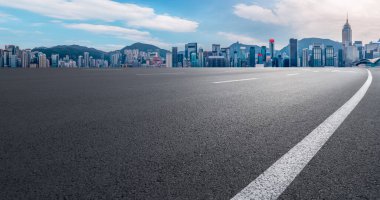 Yol Asfalt Asfalt Asfaltlama ve Şehir Mimarisi Skyline