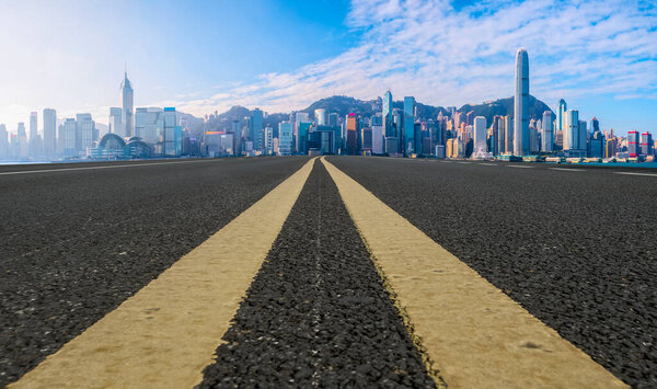 Air highway asphalt road and office building of commercial build