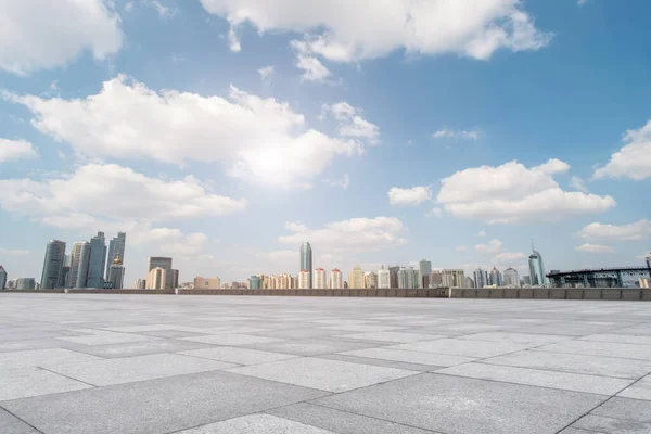 Empty Marble Floors City Views Blue Sky — Stock Photo, Image