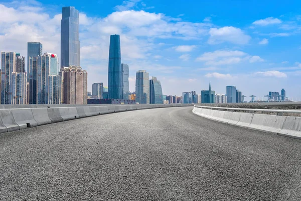 Pavimento Rodoviário Construção Cidade Guangzhou Skyline — Fotografia de Stock