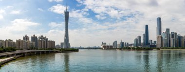 Guangzho 'daki kentsel mimari manzaranın silüeti