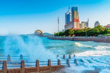 Qingdao 'nun güzel şehir manzarası.