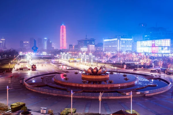 Όμορφη Αστική Nightscape Αρχιτεκτονικό Τοπίο Jinan Sha — Φωτογραφία Αρχείου