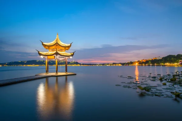 Night Scenery Ancient Architectural Landscape West Lake — Stock Photo, Image