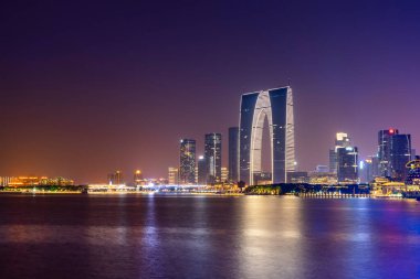 Suzhou Jinji Gölü ve mimari manzara manzarası