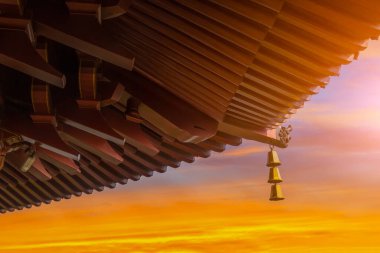 Tapınak binasının çatısında