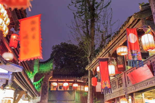 Νυχτερινό Τοπίο Της Αρχαίας Πόλης Chengdu Επαρχία Sichuan Chin — Φωτογραφία Αρχείου