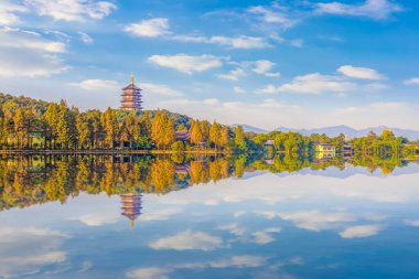 Beautiful landscape and landscape in West Lake, Hangzhou, China clipart