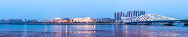 Nightscape Skyline Urban Architecture Qingdao Coastal — Stock Photo, Image