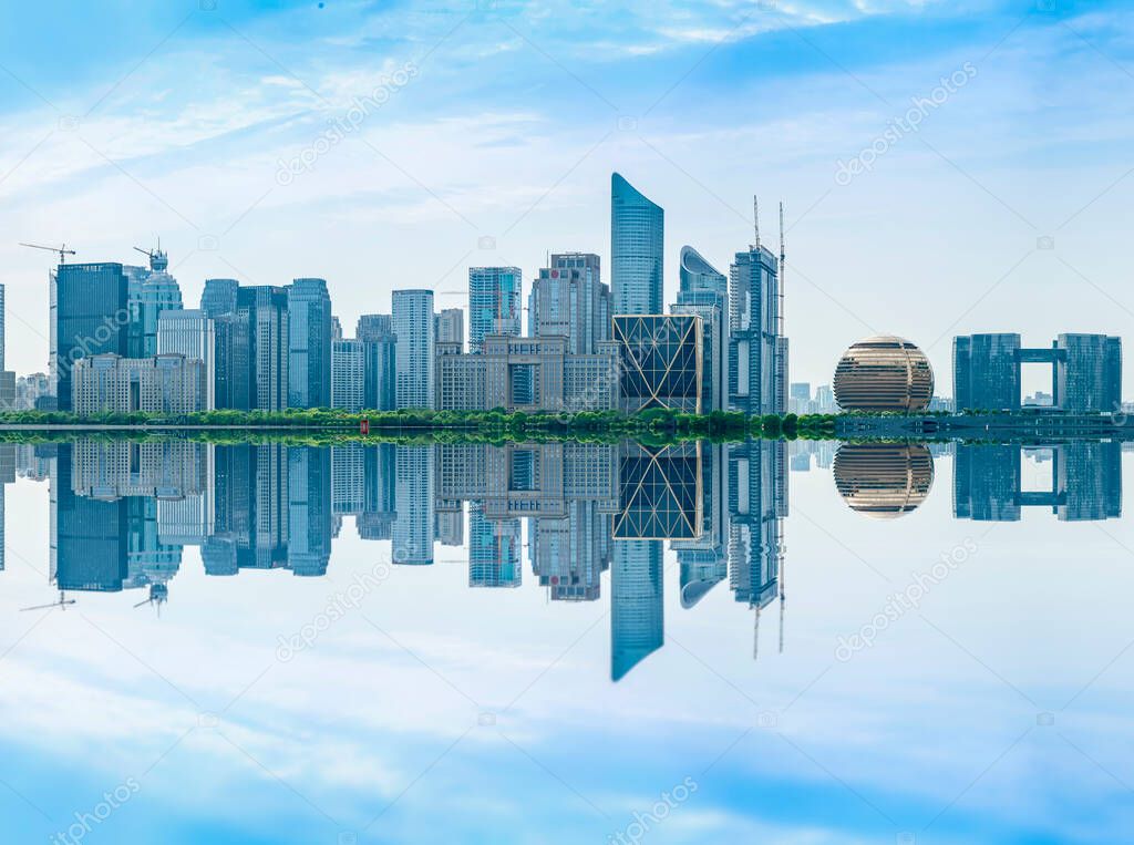 The skyline of urban architectural landscape in Hangzhou, China