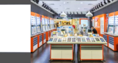 Reklam kutusunun ve bulanık lambanın iç görünümü 