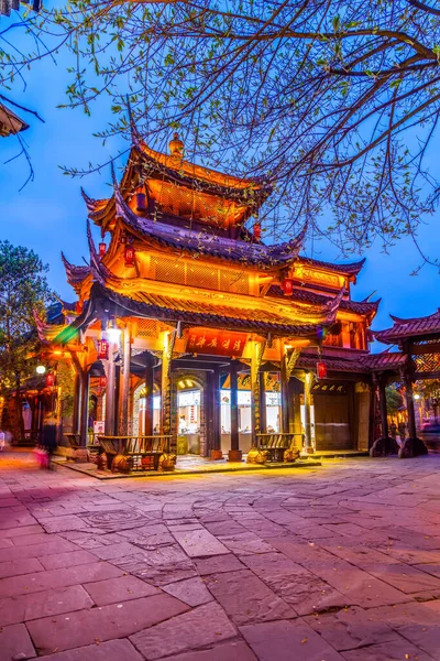 中国四川省成都古城的夜景 — 图库照片