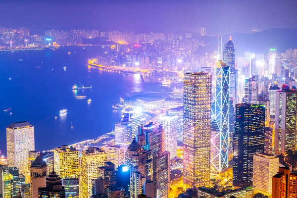 Hong Kong Skyline City Nightscape —  Fotos de Stock