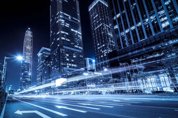 Road City Nightscape Architecture Fuzzy Car Light — Stock Photo, Image