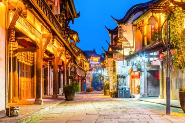 Chengdu Antik Kasabası 'nın Nightscape' i, Sichuan Eyaleti, Chin