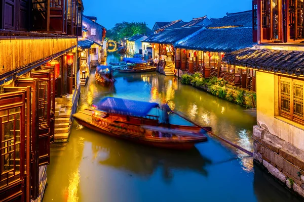 Belle Vue Nuit Zhouzhuang Une Ville Ancienne Dans Jiangsu — Photo
