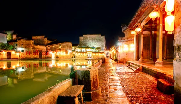 Nachtleven Hongcun Ancient Town Anhui China — Stockfoto