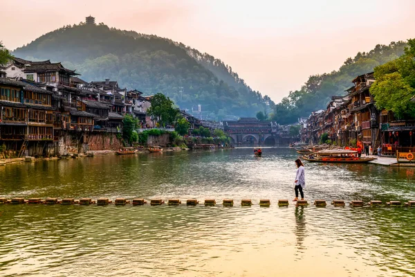 Bela Paisagem Fenghuang Reboque Antigo — Fotografia de Stock