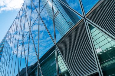 Hong Kong 'daki ticari binalar düşük açılı, Çin,