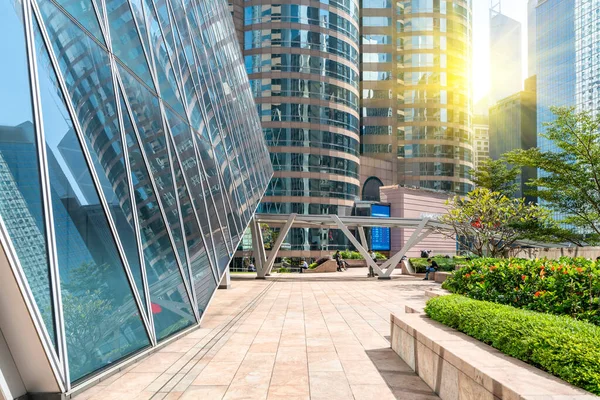 Edifícios Comerciais Hongkong São Baixo Ângulo China — Fotografia de Stock