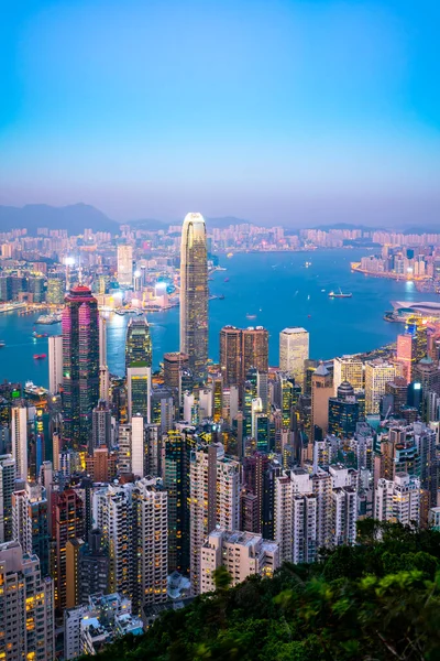 Skyline Urbano Paisaje Arquitectónico Nightscape Hong Kon —  Fotos de Stock