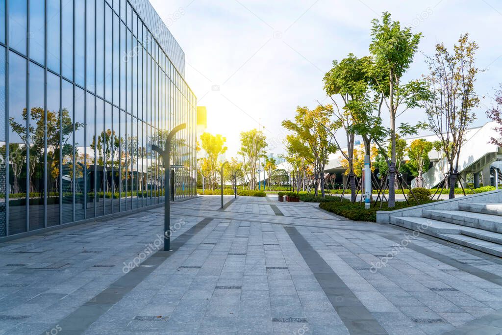 Architectural landscape of commercial building in central town