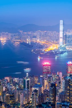Hong Kong Şehri Skyline ve Mimari Yerleşkesi