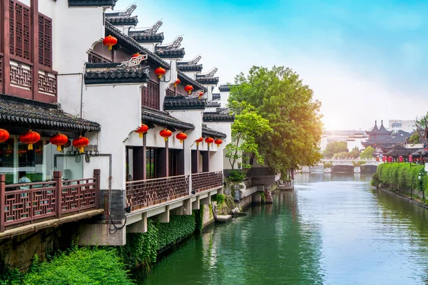 Antiguo Paisaje Arquitectónico Del Río Qinhuai Nanjin — Foto de Stock