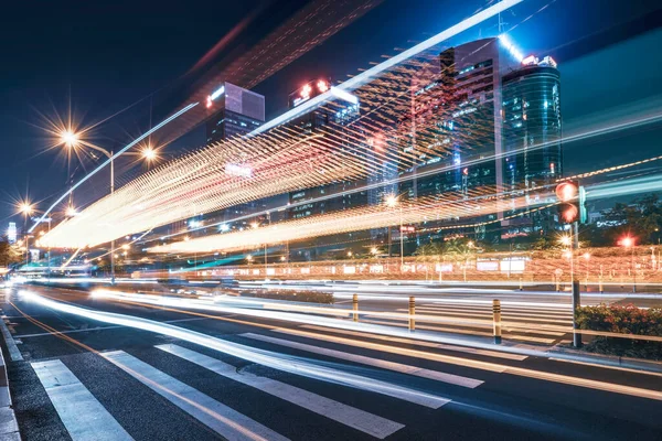 Urban Nightscape Architecture Street Fuzzy Car Light — Stockfoto