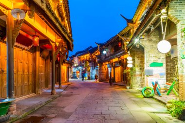 Chengdu Antik Kasabası 'nın Nightscape' i, Sichuan Eyaleti, Chin